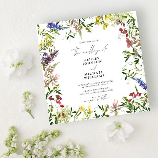 Invitación Moderno verano Flor silvestre Boda Plaza (Subido por el creador)