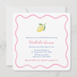 Invitación Moderno verano rosa Wavy Frontera Lemon Bridal Duc