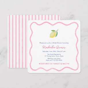 Invitación Moderno verano rosa Wavy Frontera Lemon Bridal Duc