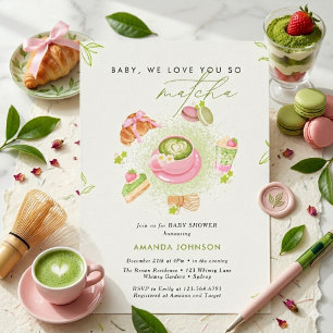 Invitación Moderno Verde Amor te quiero tanto Matcha Fiesta d