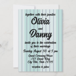 Invitación Moderno Verde azulado Blue Gray Stripes Beach Wedd