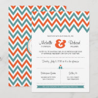 Moderno Verde azulado y Naranja Chevron & Lovebird