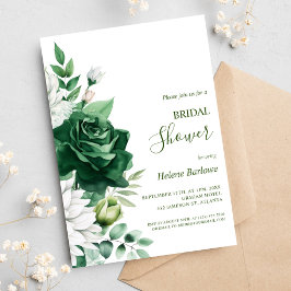 Invitación Moderno verde esmeralda elegante Floral Bridal Duc
