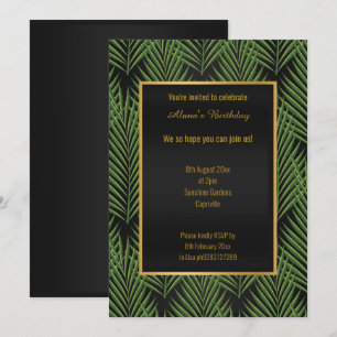 INVITACIÓN MODERNO VERDE FERN BOTÁNICO NEGRO EN TODAS OCASION