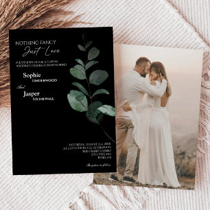 Invitación Moderno verde negro nada brillante Boda de fotos