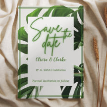 Moderno Verde Neon y Blanco Tropical Ahorre la Fec