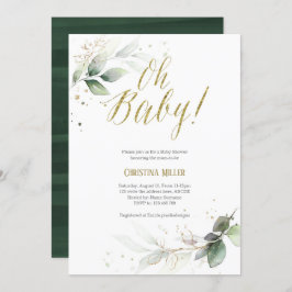 Invitación Moderno, verde, neutral en cuanto al género, Baby 