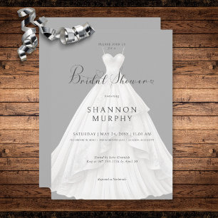 Invitación Moderno vestido Boda con ducha de novia gris