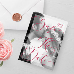 Invitación Moderno viva magenta foto elegante