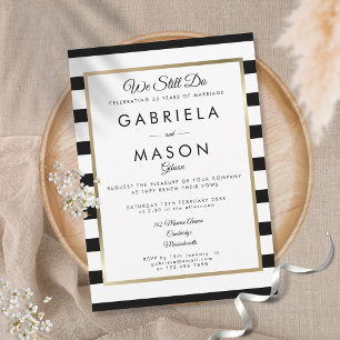 Invitación Moderno Vow Renewal Classic Stripe Gold Border