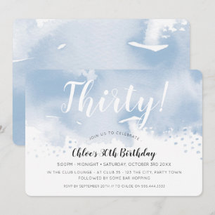 Invitación MODERNO WATERCOLOR 30 elegante fiesta de cumpleaño
