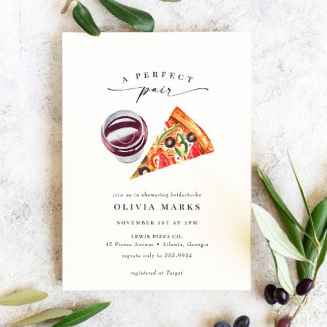 Invitación Moderno Wine & Pizza Perfecta Par Ducha Bridal (Subido por el creador)