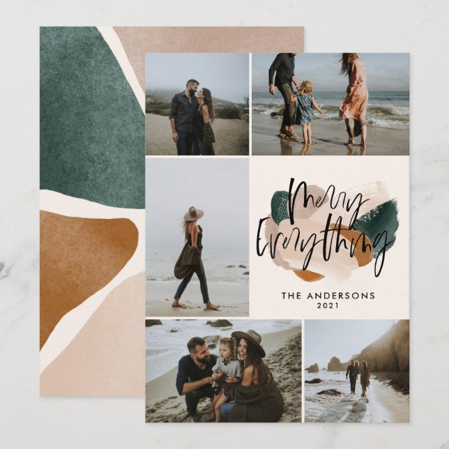 Invitación Moderno y abstracto óxido 5 Navidades de fotografí (Anverso / Reverso)