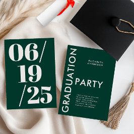 Invitación Moderno y audaz partido de graduación verde esmera