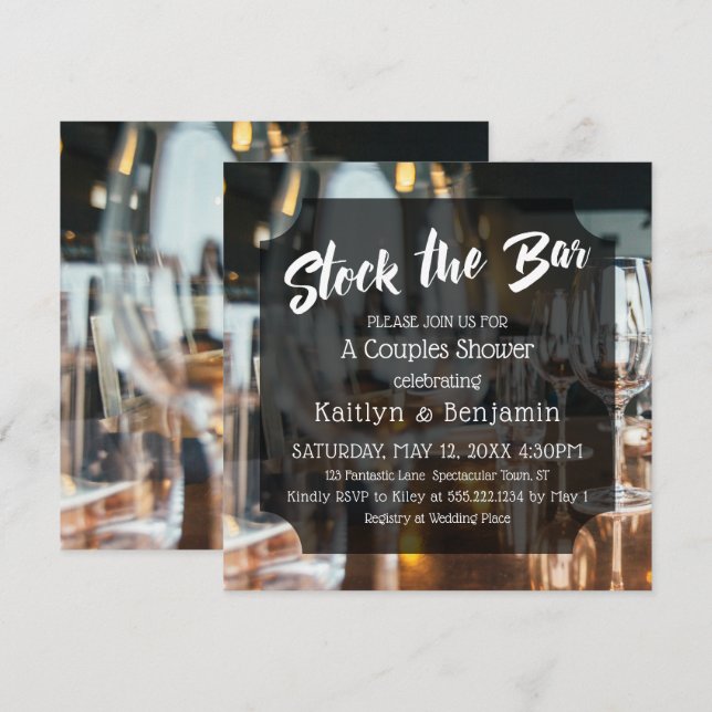 Invitación Moderno y audaz stock la ducha de las parejas de b (Anverso / Reverso)