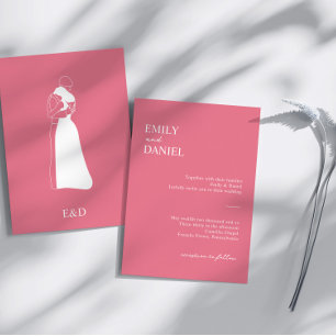 Invitación Moderno y brillante color rosaBoda de la pareja di