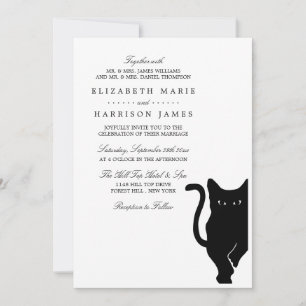Invitación Moderno y capataz Boda negro de gato