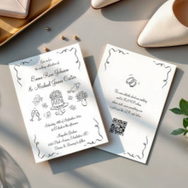Invitación Moderno y caprichoso Boda de código QR