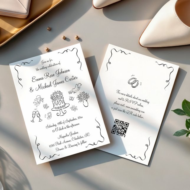 Invitación Moderno y caprichoso Boda de código QR (Subido por el creador)