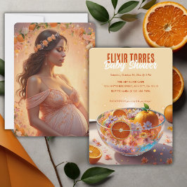 Invitación Moderno y caprichoso Naranja Citrus Photo Baby Sho
