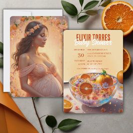Invitación Moderno y caprichoso Naranja Citrus Photo Baby Sho