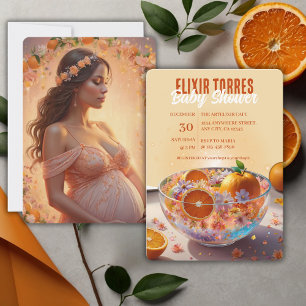 Invitación Moderno y caprichoso Naranja Citrus Photo Baby Sho
