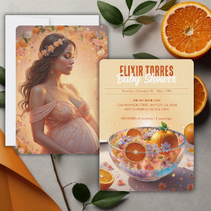 Invitación Moderno y caprichoso Naranja Citrus Photo Baby Sho