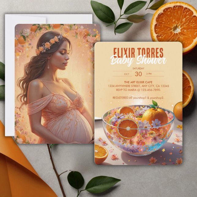 Invitación Moderno y caprichoso Naranja Citrus Photo Baby Sho (Subido por el creador)