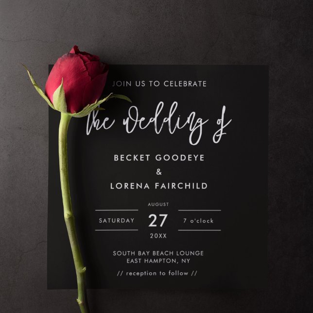 Invitación Moderno y contemporáneo boda negro cuadrado (Subido por el creador)