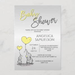 Invitación Moderno y curado elefante mami y Baby Shower