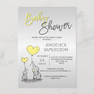 Invitación Moderno y curado elefante mami y Baby Shower