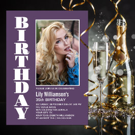 Invitación Moderno y de cualquier edad Lavender White Photo B