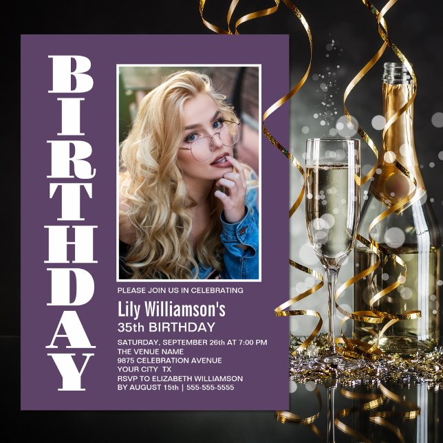 Invitación Moderno y de cualquier edad Lavender White Photo B (Subido por el creador)