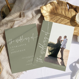 Invitación Moderno y de moda foto de Sage Green Boda