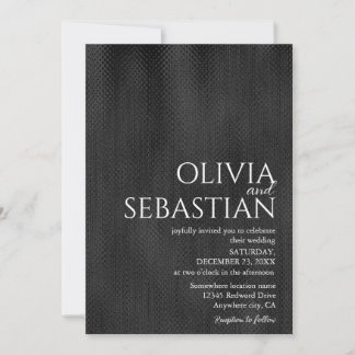 Invitación Moderno y delicado Boda Minimalista negro texturiz