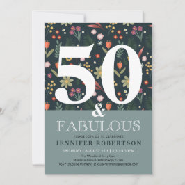 Invitación Moderno y elegante 50 y fabuloso cumpleaños Invita