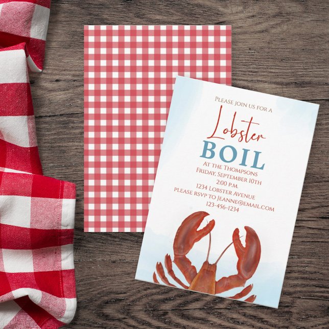 Invitación Moderno y elegante acuarela Lobster Boil (Subido por el creador)