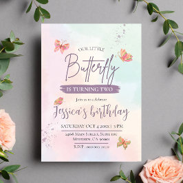 Invitación Moderno y elegante adorable mariposa con tema de 2