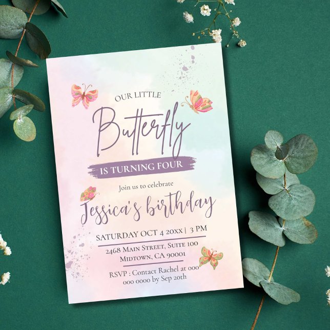 Invitación Moderno y elegante adorable mariposa con tema de c (Subido por el creador)