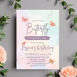 Invitación Moderno y elegante adorable mariposa temática 1er 