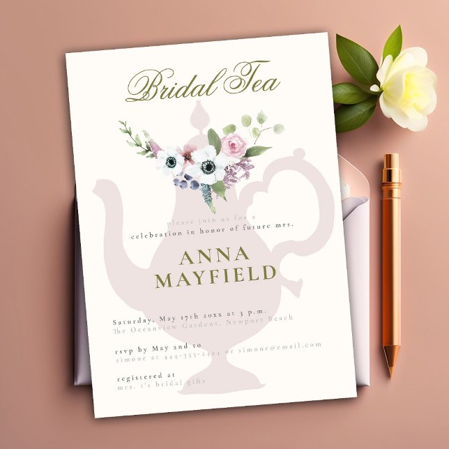 Invitación Moderno y elegante Anemone Floral Boho Bridal Tea  (Subido por el creador)