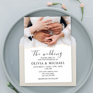 Invitación Moderno y elegante anillo de novia y Boda de Groom