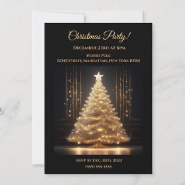 Invitación Moderno y elegante árbol de Navidad dorado