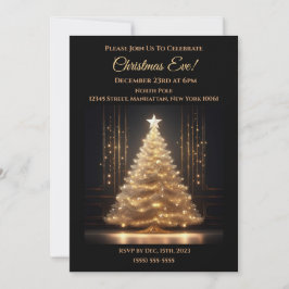 Invitación Moderno y elegante árbol de Navidad dorado