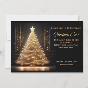 Invitación Moderno y elegante árbol de Navidad dorado