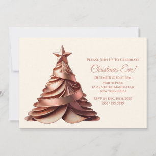 Invitación Moderno y elegante árbol de navidad-oro Rosa-