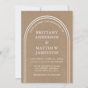 Invitación Moderno y elegante Arco Boda Kraft