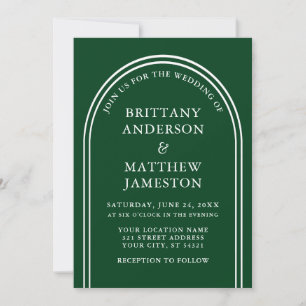 Invitación Moderno y elegante Arco Boda Verde