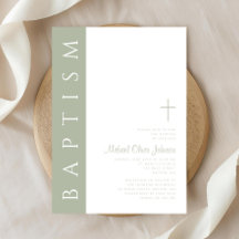 Moderno y elegante bautismo de cruz verde sabio