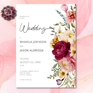 Invitación Moderno y elegante Boda blanco floral de verano pr